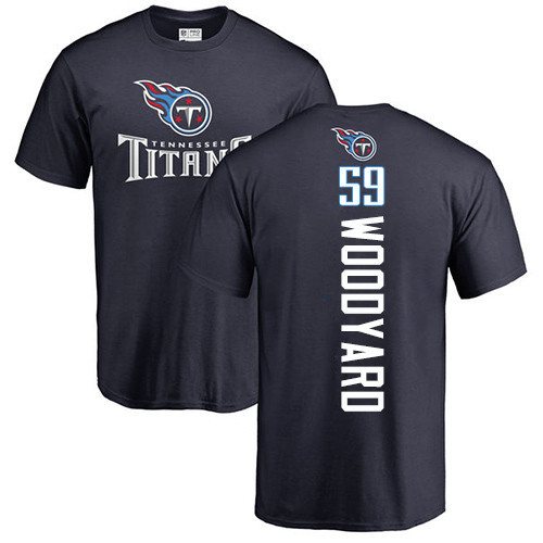 Tennessee Titans Men Navy Blue Wesley Woodyard Backer NFL Football #59 T Shirt